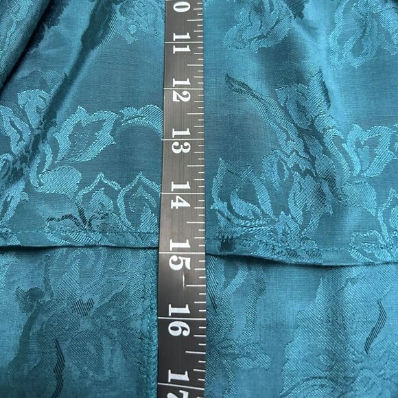 NWT Band of the Free Celene Side Drape Teal Floral Embossed Satin Midi Skirt Med - Picture 9 of 11
